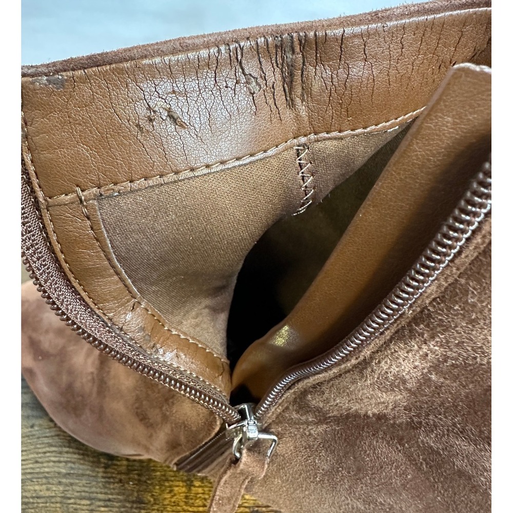 Nine West Brown Heeled Boots High Stiletto Heels Leather Suede Texture Size 11 M - Picture 10 of 15